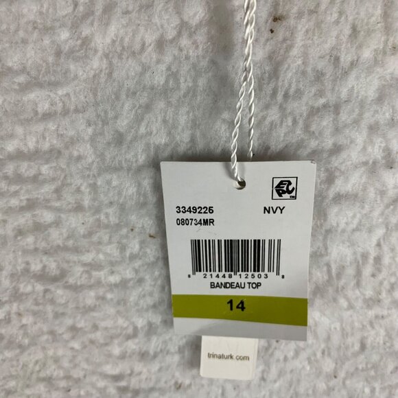 Trina Turk Womens Adeline Metallic Bandeau Navy Bikini Swim Top Size 14 NWT 9940 - Picture 3 of 8